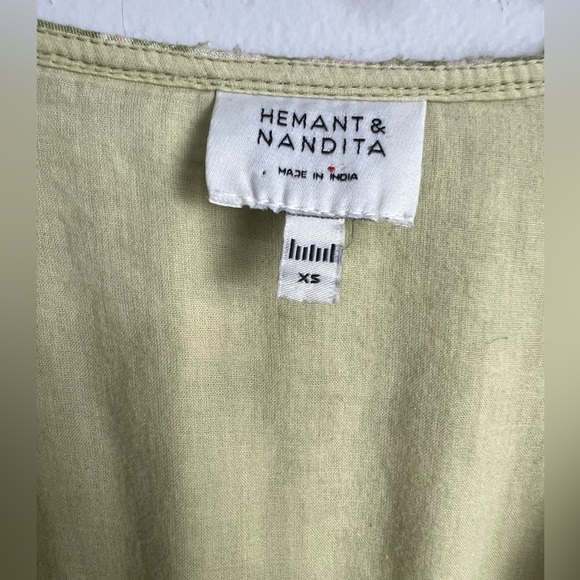 HEMANT & NANDITA Floral Lace-Up Crinkle Mini Dress XS - Picture 6 of 7